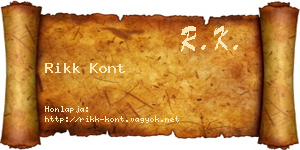 Rikk Kont névjegykártya